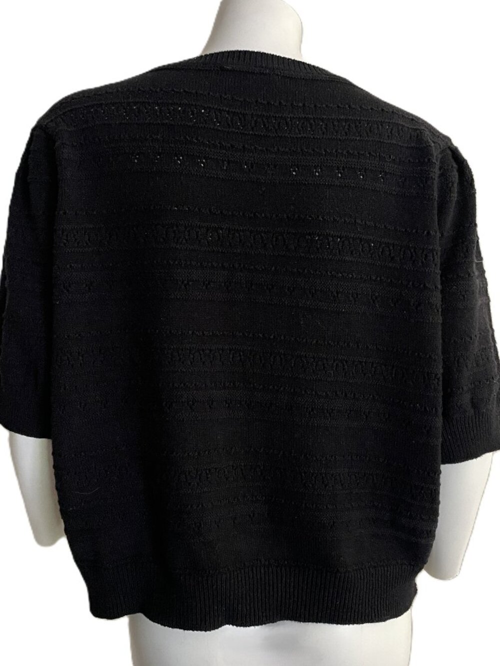 Draper James Sweater Short Sleeve Women's XXL Black Puff Sleeve Knit Top Buttons - Picture 3 of 13
